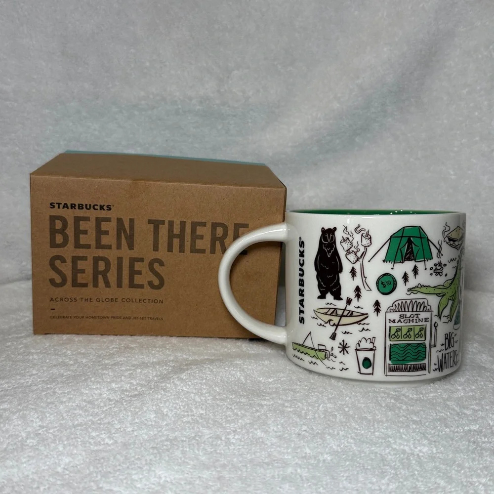Starbucks Lake Tahoe White Ceramic Mug with Green Interior